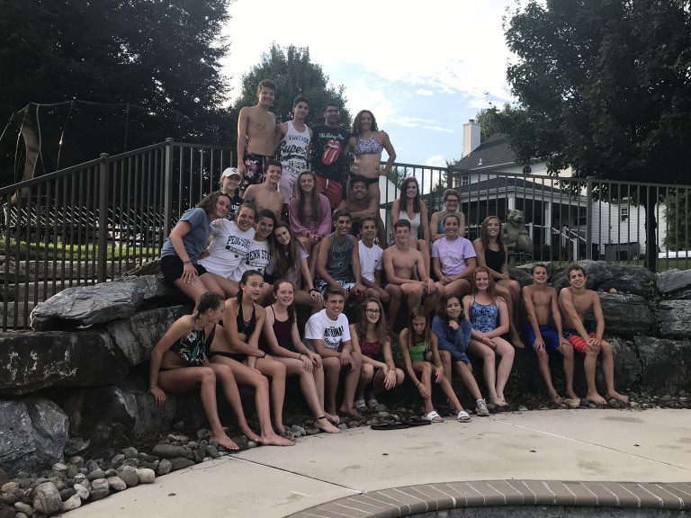 Team summer pool party Parkland High School Swimming and Diving